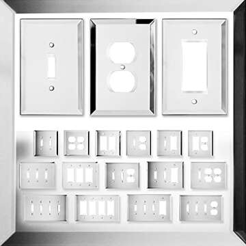 Switch Hits Plain Glass Mirror Outlet Wall Plate | 1 Toggle - 1 Duplex | 5.25" x 5.25" | Professional Quality Glass Mirror Switch Plate Covers For All Configurations