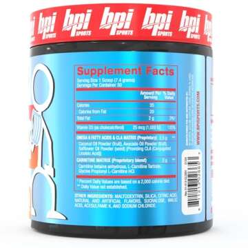 BPI Sports CLA + Carnitine – Conjugated Linoleic Acid – Weight Loss Formula – Metabolism, Performance, Lean Muscle – Caffeine Free – For Men & Women – Fruit Punch – 50 servings – 12.34 oz