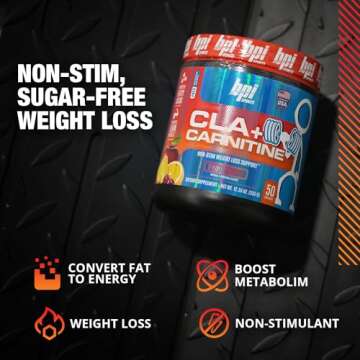 BPI Sports CLA + Carnitine – Conjugated Linoleic Acid – Weight Loss Formula – Metabolism, Performance, Lean Muscle – Caffeine Free – For Men & Women – Fruit Punch – 50 servings – 12.34 oz