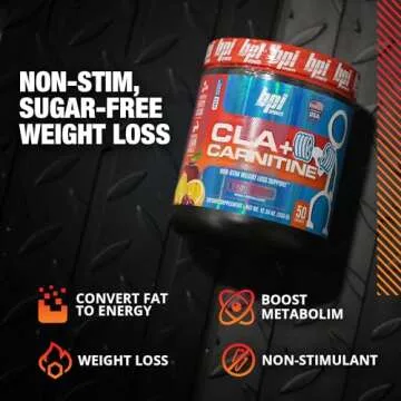 BPI Sports CLA + Carnitine – Conjugated Linoleic Acid – Weight Loss Formula – Metabolism, Performance, Lean Muscle – Caffeine Free – For Men & Women – Fruit Punch – 50 servings – 12.34 oz