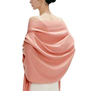 maamgic Women's Scarf Pashmina Shawls and Wraps for Evening Dresses Travel Office Winter Wedding Cashmere Feel Large Scarves Nude Pink