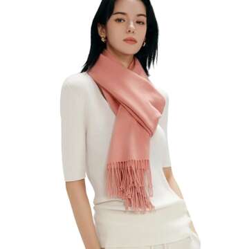 maamgic Women's Scarf Pashmina Shawls and Wraps for Evening Dresses Travel Office Winter Wedding Cashmere Feel Large Scarves Nude Pink