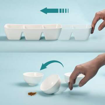 LUFILUFI 11 Inch Ceramic Divided Serving Tray, 3 Compartment Condiment Tray, Serving Dishes for Entertaining, Perfect for Snacks, Appetizers, Fruit, Candy, Chip & Dip Sets, Serving Bowls Set of 2