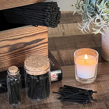 Stylish 2" Black Matches in a Chic Jar with Striker Stickers