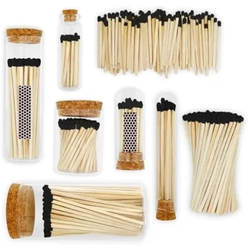 Stylish 2" Black Matches in a Chic Jar with Striker Stickers