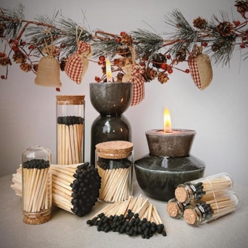 Stylish 2" Black Matches in a Chic Jar with Striker Stickers