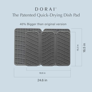 Dorai Home Large Dish Pad 40% More Drying Space | Eco-Friendly Stone Drying Mat for Kitchen Counter | Quick Drying & Highly Absorbent Dish Drying Mat | 24.6" x 16.5" (Slate)