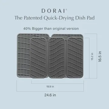 Dorai Home Large Dish Pad 40% More Drying Space | Eco-Friendly Stone Drying Mat for Kitchen Counter | Quick Drying & Highly Absorbent Dish Drying Mat | 24.6" x 16.5" (Slate)