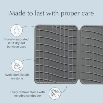 Dorai Home Large Dish Pad 40% More Drying Space | Eco-Friendly Stone Drying Mat for Kitchen Counter | Quick Drying & Highly Absorbent Dish Drying Mat | 24.6" x 16.5" (Slate)