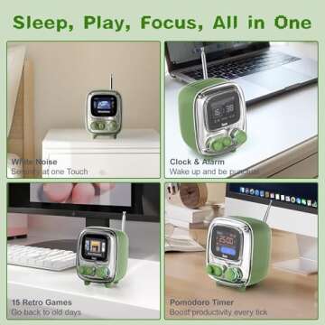 Divoom Tiivoo-2 Pixel Art Mini TV Retro Portable Radio FM with Adjustable Antenna,White Noise Machine,Vintage 5.0 Bluetooth Speaker, Support TF Card,USB,Mini Speaker for Outdoors,Camping,Green