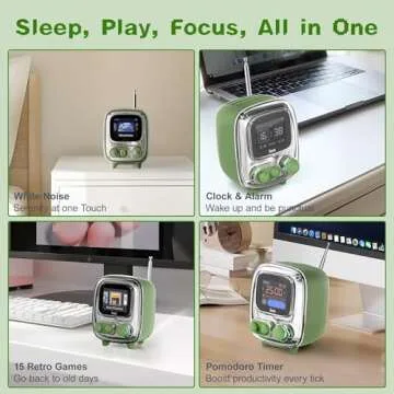 Divoom Tiivoo-2 Pixel Art Mini TV Retro Portable Radio FM with Adjustable Antenna,White Noise Machine,Vintage 5.0 Bluetooth Speaker, Support TF Card,USB,Mini Speaker for Outdoors,Camping,Green
