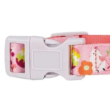 Blueberry Pet 10 Patterns Easter Spring Chick Print Designer Adjustable Dog Collar in Baby Pink, Medium, Neck 14.5"-20"
