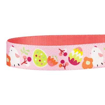 Blueberry Pet 10 Patterns Easter Spring Chick Print Designer Adjustable Dog Collar in Baby Pink, Medium, Neck 14.5"-20"