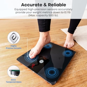 Stylish GE Bathroom Scale with 500lb Capacity & Bluetooth