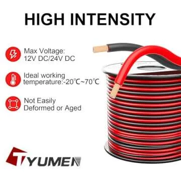 TYUMEN 16 Gauge Wire 100FT, 16/2 AWG Red Black Hookup Electrical Wire LED Strips Extension Cord 12V/24V DC Cable, 16AWG 2 Conductors Flexible Wire for in-Home, Autos, Schools use
