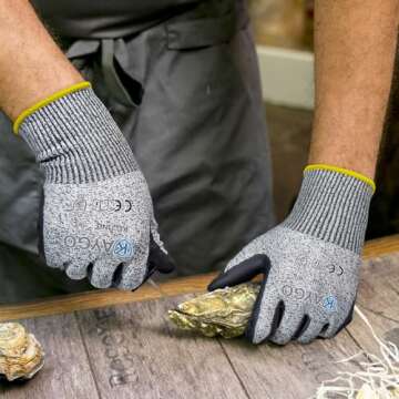 KAYGO Cut Resistant Gloves - Nitrile Micro-Foam Coated, Puncture Proof Safety Gloves for Work, Gardening, and Construction with Enhanced Grip | ANSI Cut Level A3 | KG21NB (Size L, 2 Pairs, Grey)