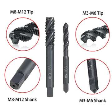 Saipe Nitriding Coated Spiral Tap Set - 7PCS for Precision Crafting
