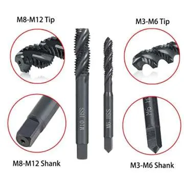 Saipe Nitriding Coated Spiral Tap Set - 7PCS for Precision Crafting