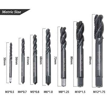 Saipe Nitriding Coated Spiral Tap Set - 7PCS for Precision Crafting