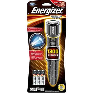 Energizer Vision HD Extra Performance LED Flashlight with Digital Focus, Durable and Bright Flashlight for Hurricane Supplies and Camping Gear, Flash Light with AA Batteries Included, Pack of 1