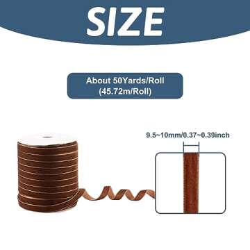 Pandahall 50 Yards Velvet Ribbon 3/8 Inch Wide Single Face Velvet Ribbon Roll with Spool for Gift Wrapping Decoration Party Wedding Easter Crafts (Saddle Brown)