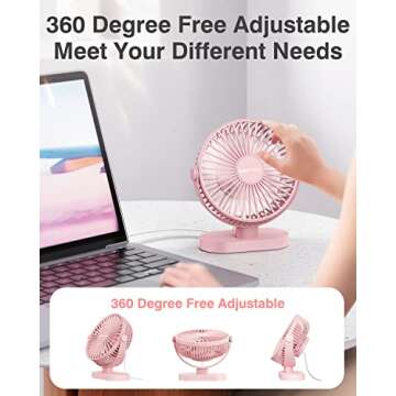Portable SWEETFULL Desk Fan 3 Speeds 360° Rotate Mini Fan