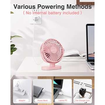 Portable SWEETFULL Desk Fan 3 Speeds 360° Rotate Mini Fan