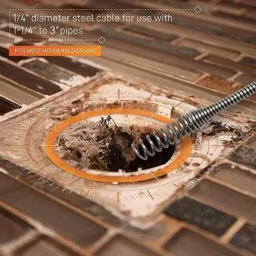 DrainX Drain Auger Pro | Heavy Duty Steel Drum Plumbing Snake with 25-Ft Drain Cleaning Cable | Comes with Work Gloves and Storage Bag