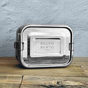 Stainless Steel Bento Box Lunch Box, A Large Metal 3 Compartment Tiffin Food Container Lunchbox For ...