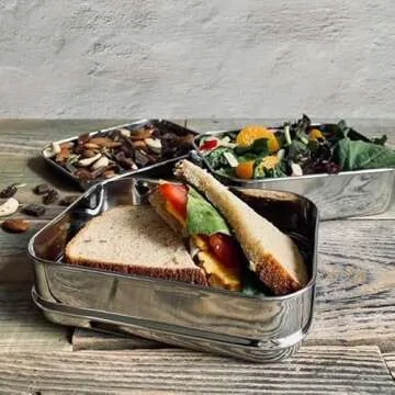 Stainless Steel Bento Box Lunch Box, A Large Metal 3 Compartment Tiffin Food Container Lunchbox For Boys Girls & Adults, Eco Friendly Meal Prep Food Container Storage For School or Work