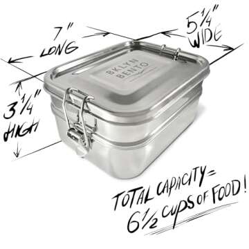 Stainless Steel Bento Box Lunch Box, A Large Metal 3 Compartment Tiffin Food Container Lunchbox For Boys Girls & Adults, Eco Friendly Meal Prep Food Container Storage For School or Work