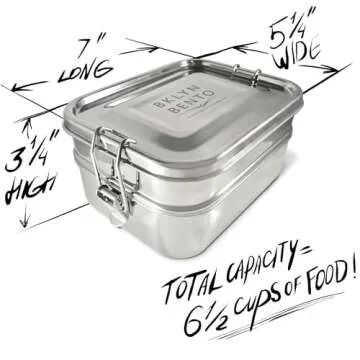 Stainless Steel Bento Box Lunch Box, A Large Metal 3 Compartment Tiffin Food Container Lunchbox For Boys Girls & Adults, Eco Friendly Meal Prep Food Container Storage For School or Work