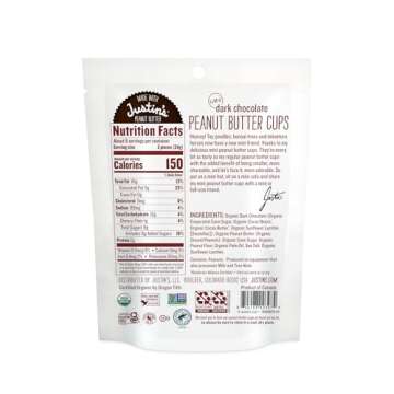 JUSTIN'S Organic Mini Dark Chocolate Peanut Butter Cups 6 Pack