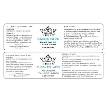 PUEEN Latex Tape Peel Off Cuticle Guard Skin Barrier Protector Nail Art Liquid Tape 15ml Pink - BH000584