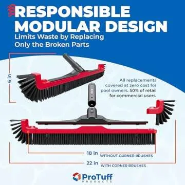 ProTuff Pool Brush - Fast Cleaning with Lifetime Warranty