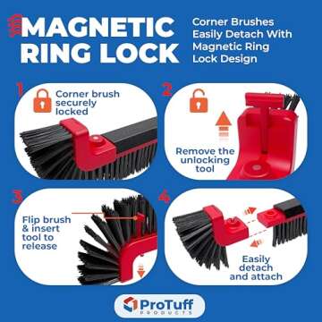 ProTuff Products Pool Brush Head - 3X Faster & Lifetime Replacement - Clean Walls & Corners Faster w/Sturdy 22” Wide Bristles & Removable Ends - Premium Pool Cleaning Equipment