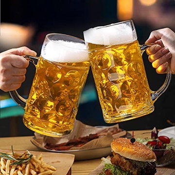 German Glass Beer Mugs Jumbo Mugs 1.2 Liter 40oz
