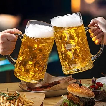 German Glass Beer Mugs Jumbo Mugs 1.2 Liter 40oz