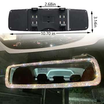 KIWEN Bling Car Rear View Mirror, Car Rear View Mirror with Crystal Diamonds Bling Rhinestones Women Girl Gift, Car Accessories Car Interior Trim (Colorful Rhinestone)