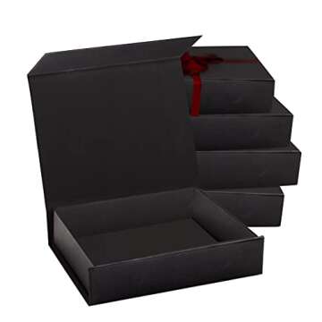 5 Pack Black Hard Gift Box with Magnetic Closure Lid for Elegant Gifts
