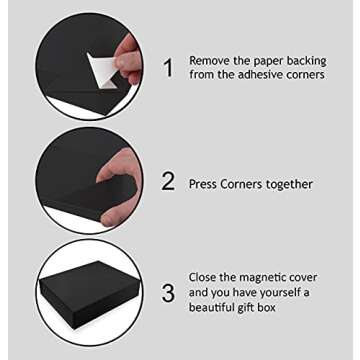 Elegant Black Gift Boxes with Magnetic Closure - 5 Pack