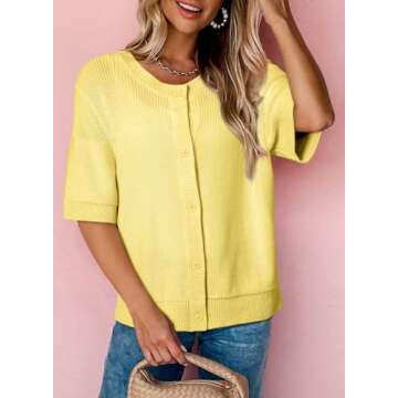 Dokotoo Women's Summer Cardigans Lightweight Casual Short Sleeve Cardigan Sweaters for Women Fashion...