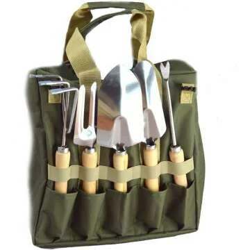 Gardening Tool Set with Tote & Folding Stool Seat