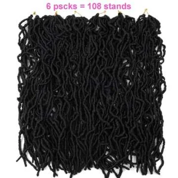 24 Inch Soft Locs Crochet Hair Pre Looped 6 Packs Faux Locs Crochet Braids Goddess Locs Dreadlocs Synthetic Hair For Black Women (1B, 24 Inch (Pack of 6))