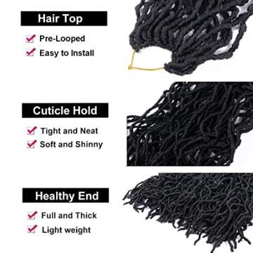24 Inch Soft Locs Crochet Hair Pre Looped 6 Packs Faux Locs Crochet Braids Goddess Locs Dreadlocs Synthetic Hair For Black Women (1B, 24 Inch (Pack of 6))