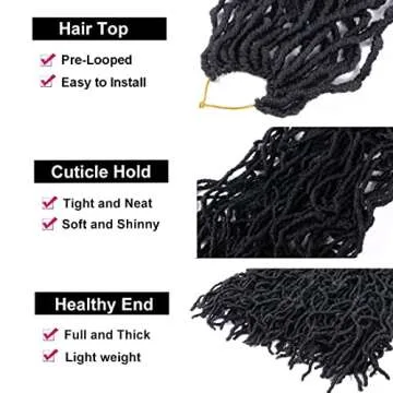 24 Inch Soft Locs Crochet Hair Pre Looped 6 Packs Faux Locs Crochet Braids Goddess Locs Dreadlocs Synthetic Hair For Black Women (1B, 24 Inch (Pack of 6))