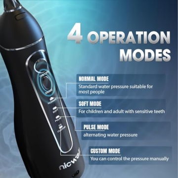 Nicwell Cordless Water Dental Flosser 4 Modes IPX7 Waterproof