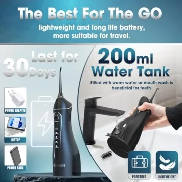 Nicwell Cordless Water Dental Flosser 4 Modes IPX7 Waterproof
