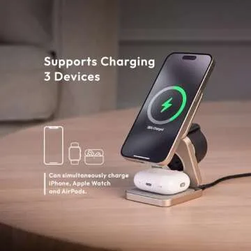 ADAM elements Qi2 Magnetic Wireless Charger/Fast Charger – Mag 3 Pro Qi2 3-in-1 Foldable Travel Fast Charging Station 15W for iPhone 12/13/14/15/16 Series, Apple Watch & AirPods Series (Gray)