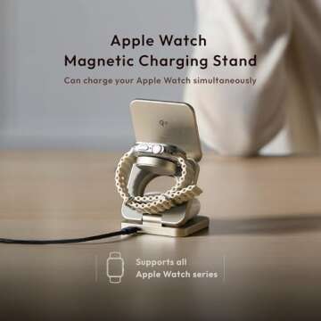 ADAM elements Qi2 Magnetic Wireless Charger/Fast Charger – Mag 3 Pro Qi2 3-in-1 Foldable Travel Fast Charging Station 15W for iPhone 12/13/14/15/16 Series, Apple Watch & AirPods Series (Gray)